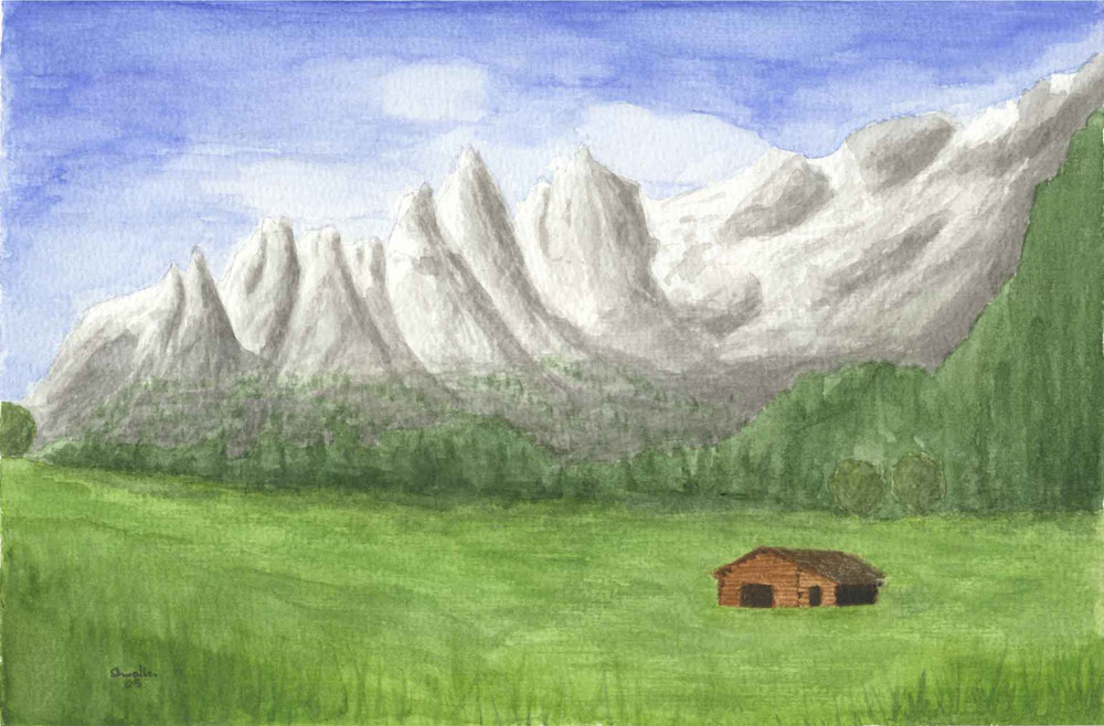Engelshoerner Berner Alpen Aquarell