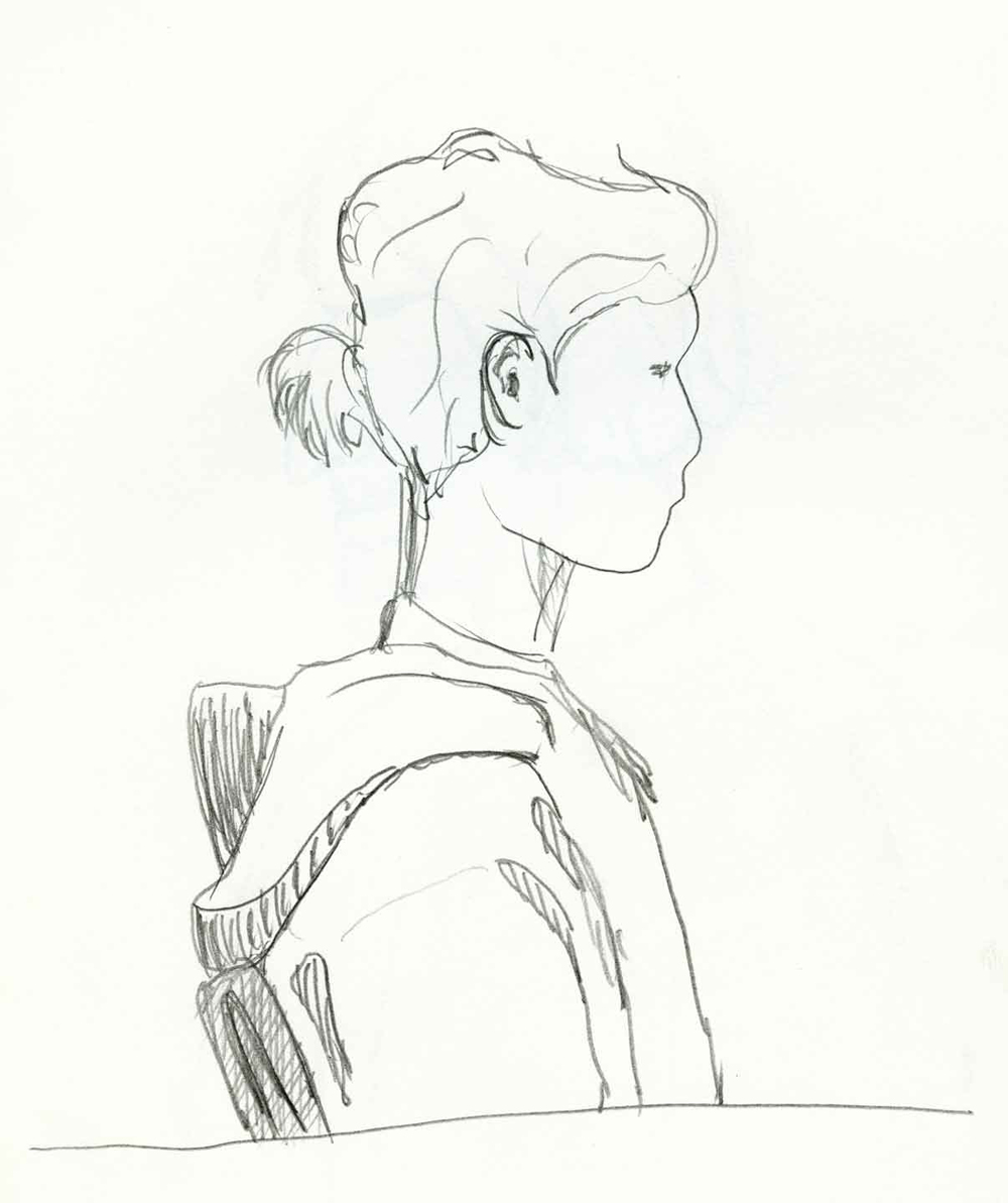 Frau Bücherei Skizze