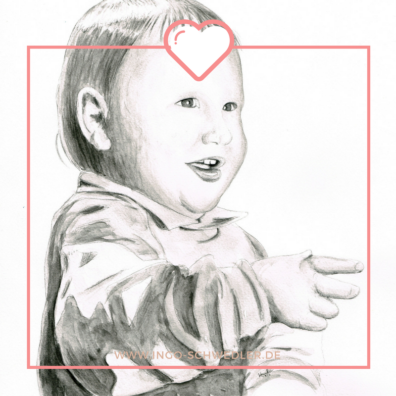 Portrait zeichnen malen lassen vom Foto mit Bleistift Gouache_04